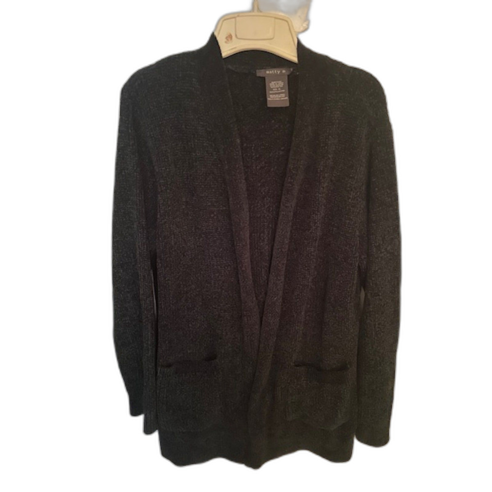 Matty M  Cozy Open Chenille Cardigan Deep Forest Green X-Large